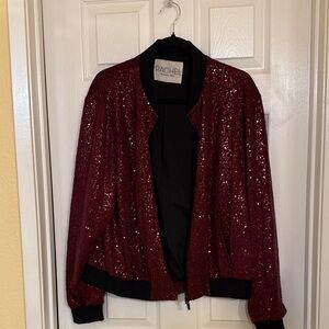 RACHEL Rachel Roy Sparkling Red Bomber Jacket